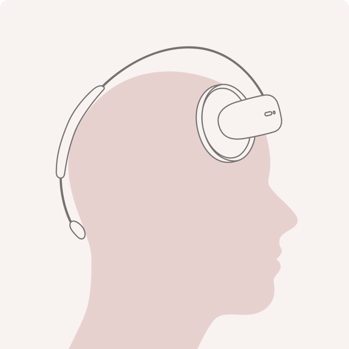 Illustration of the Flow headset on a head